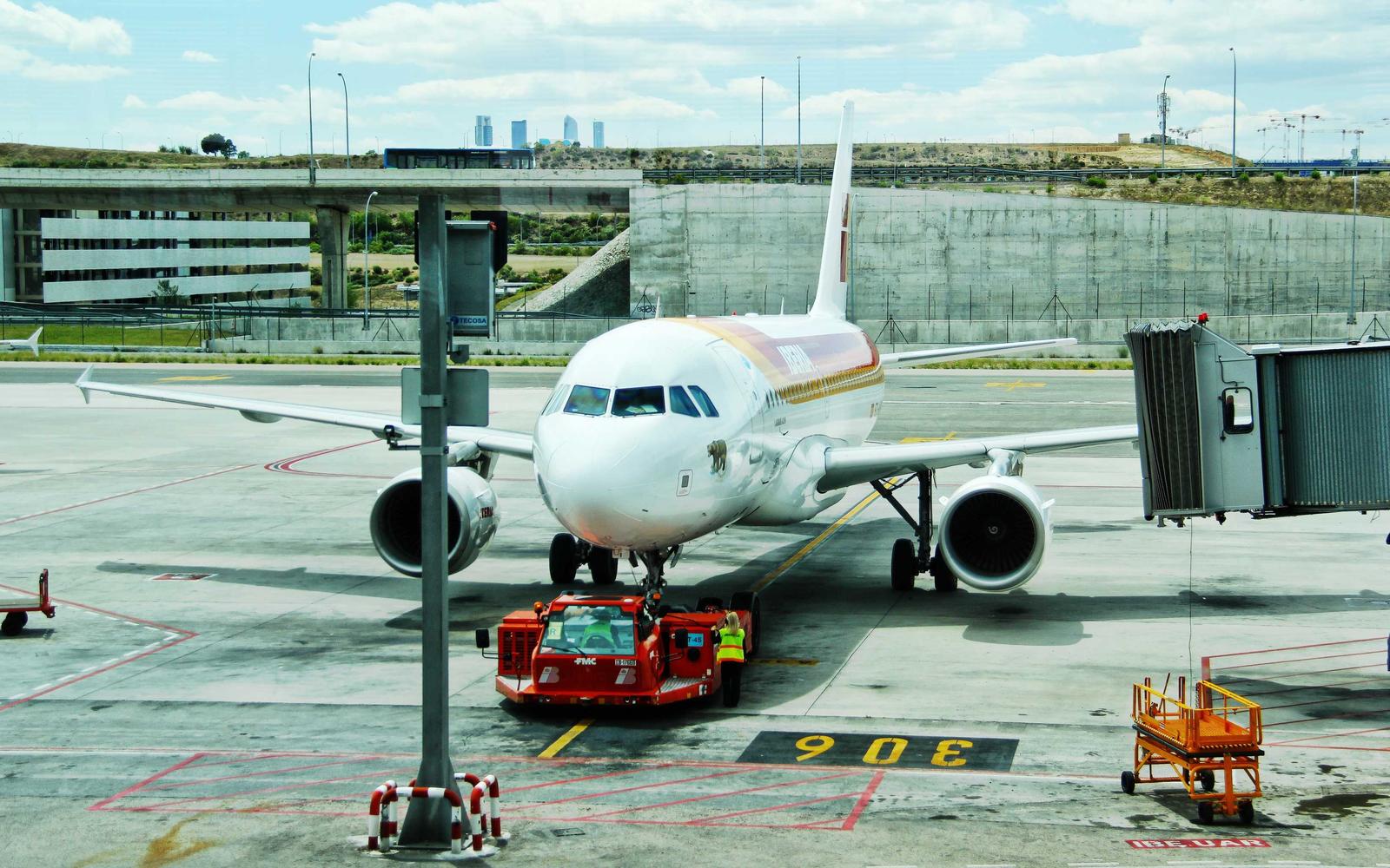 An aircraft at the gate